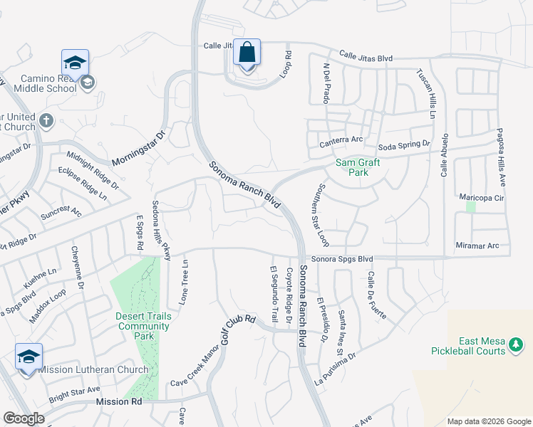 map of restaurants, bars, coffee shops, grocery stores, and more near 2308 Sedona Hills Parkway in Las Cruces
