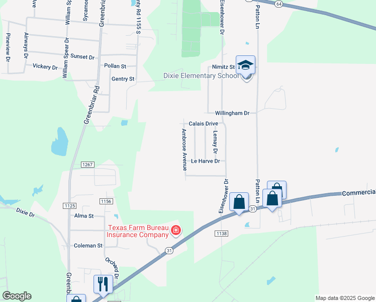 map of restaurants, bars, coffee shops, grocery stores, and more near 442 Ambrose Avenue in Tyler