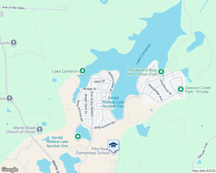map of restaurants, bars, coffee shops, grocery stores, and more near 57 Main Street in Pike Road