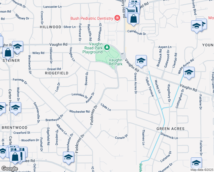 map of restaurants, bars, coffee shops, grocery stores, and more near 3601-3699 Everest Court in Montgomery
