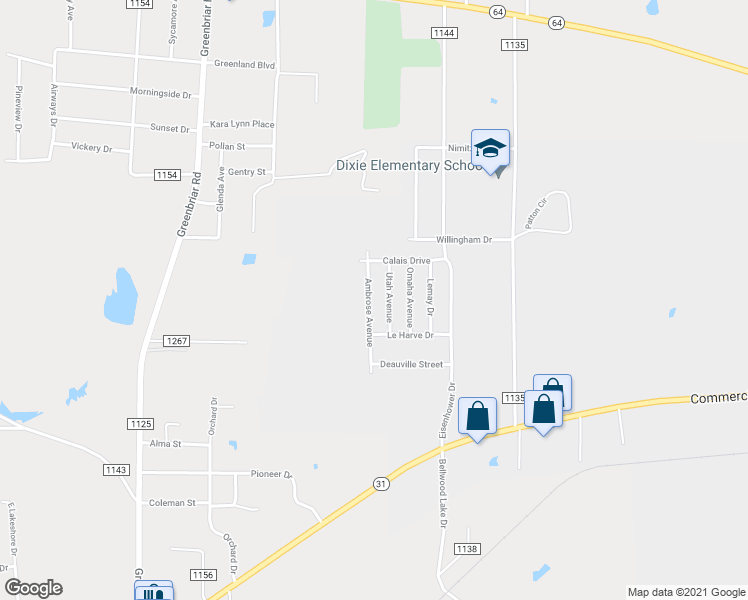 map of restaurants, bars, coffee shops, grocery stores, and more near 438 Ambrose Avenue in Tyler