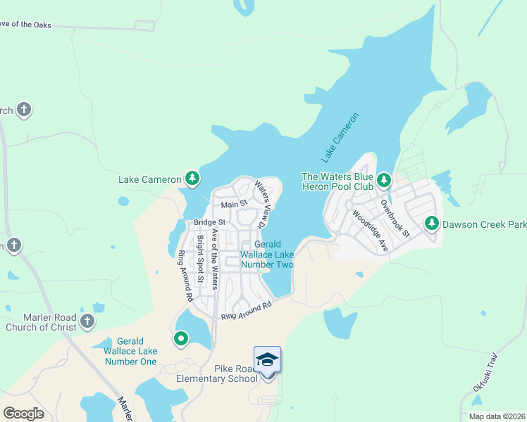 map of restaurants, bars, coffee shops, grocery stores, and more near 83 Waters View Drive in Pike Road