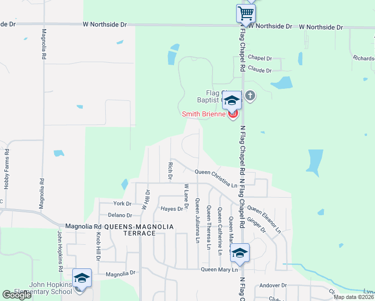 map of restaurants, bars, coffee shops, grocery stores, and more near 614 Queen Circle in Jackson