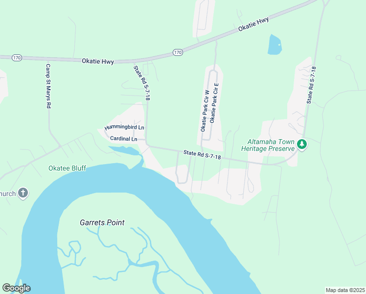 map of restaurants, bars, coffee shops, grocery stores, and more near 215 Old Baileys Road in Okatie