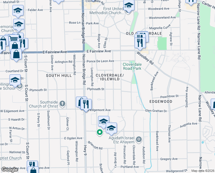 map of restaurants, bars, coffee shops, grocery stores, and more near 3343 Wellington Road in Montgomery