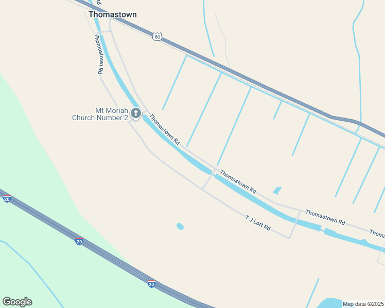 map of restaurants, bars, coffee shops, grocery stores, and more near Thomastown Road in Tallulah