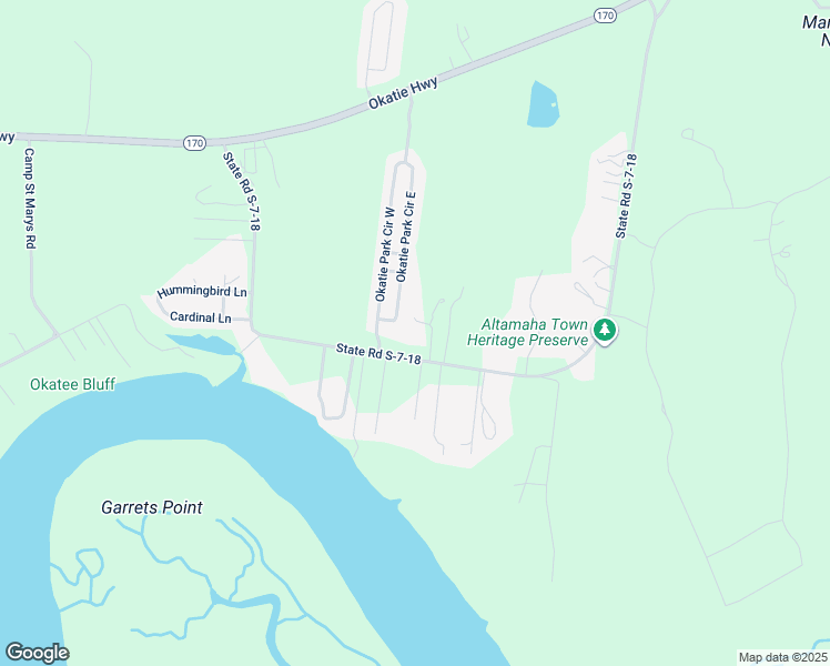 map of restaurants, bars, coffee shops, grocery stores, and more near 123 Otis Cannick Drive in Ridgeland