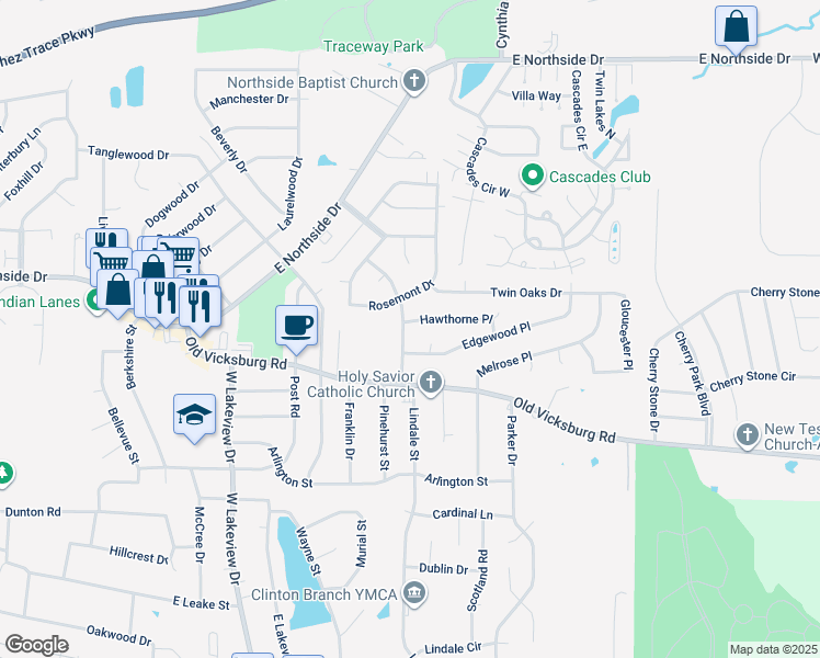 map of restaurants, bars, coffee shops, grocery stores, and more near 905 Longwood Place in Clinton