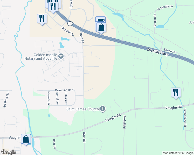 map of restaurants, bars, coffee shops, grocery stores, and more near 8303 Ryan Road in Montgomery