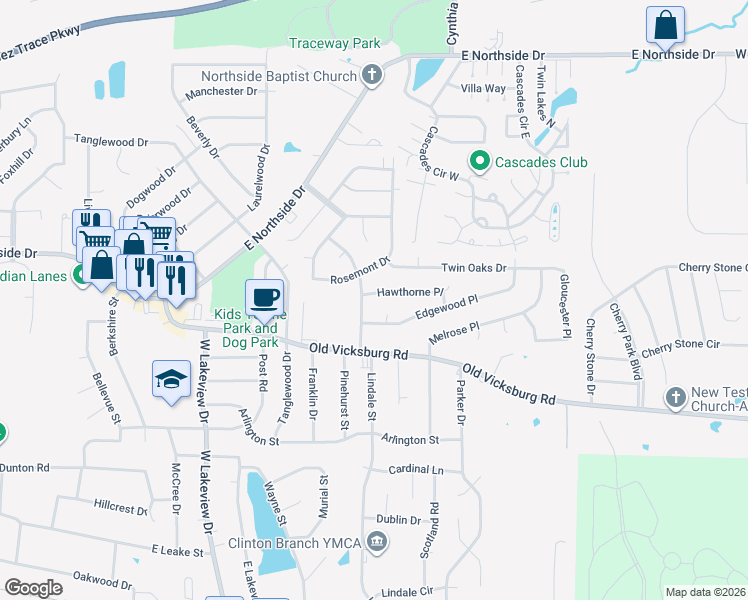 map of restaurants, bars, coffee shops, grocery stores, and more near 905 Longwood Place in Clinton