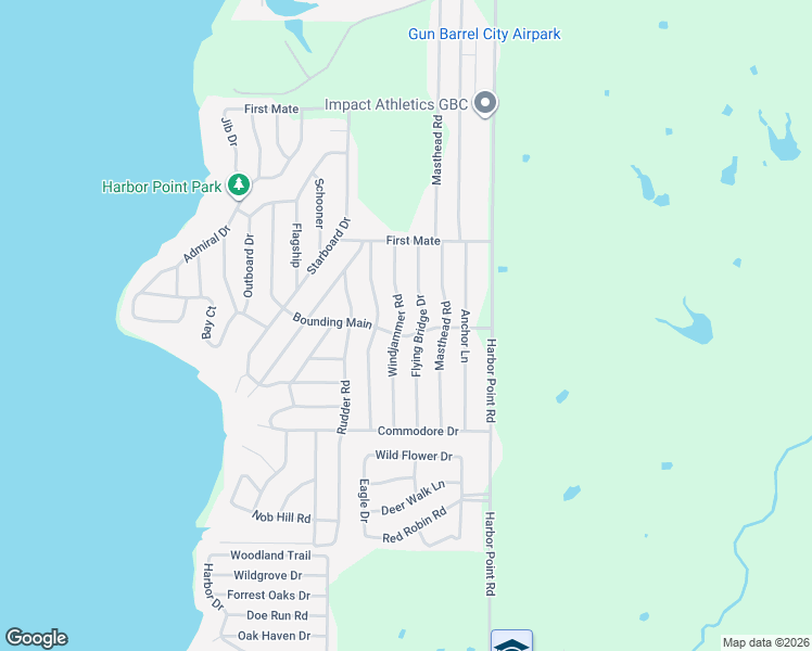 map of restaurants, bars, coffee shops, grocery stores, and more near 304 Windjammer Road in Gun Barrel City