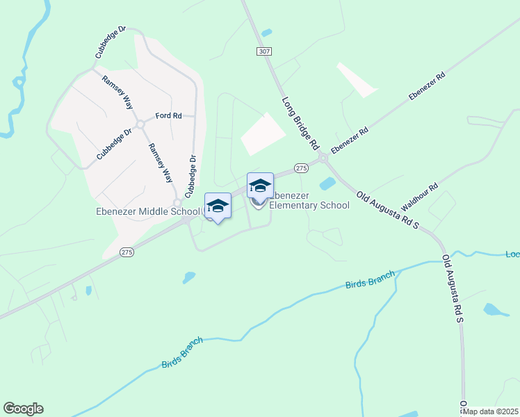 map of restaurants, bars, coffee shops, grocery stores, and more near 1198 Ebenezer Road in Rincon