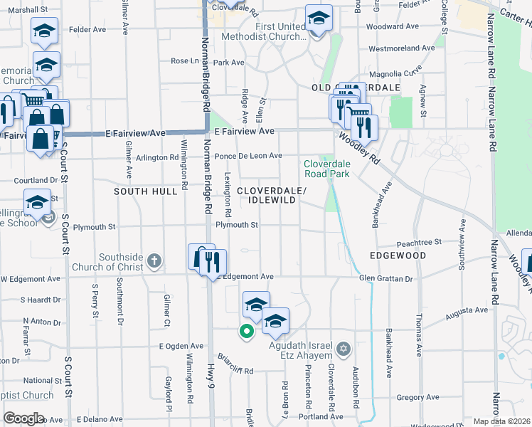 map of restaurants, bars, coffee shops, grocery stores, and more near 3343 Wellington Road in Montgomery