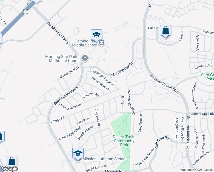 map of restaurants, bars, coffee shops, grocery stores, and more near 3065 Eclipse Ridge Lane in Las Cruces