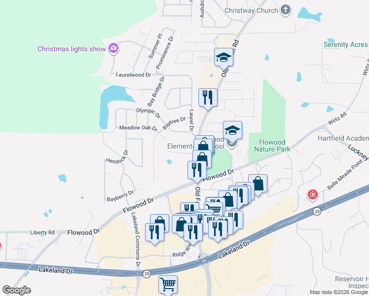map of restaurants, bars, coffee shops, grocery stores, and more near 1668 Old Fannin Rd in Flowood