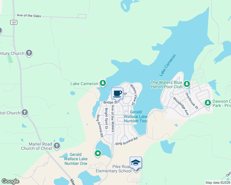 map of restaurants, bars, coffee shops, grocery stores, and more near 170 Chapel Hill Street in Pike Road