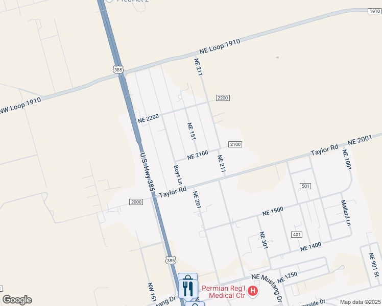 map of restaurants, bars, coffee shops, grocery stores, and more near 122 Northeast 2100 in Andrews