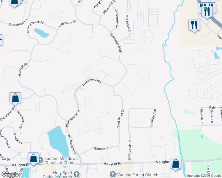 map of restaurants, bars, coffee shops, grocery stores, and more near Dunwoody Pl in Montgomery