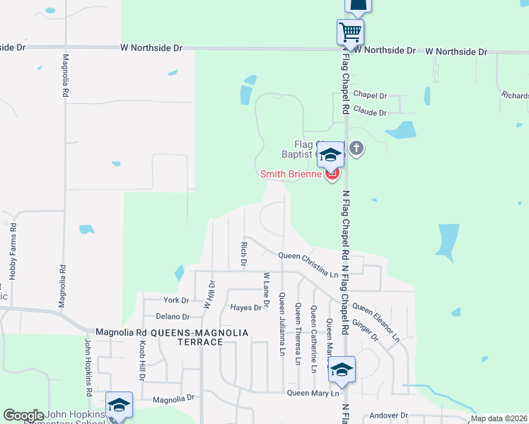 map of restaurants, bars, coffee shops, grocery stores, and more near 614 Queen Circle in Jackson