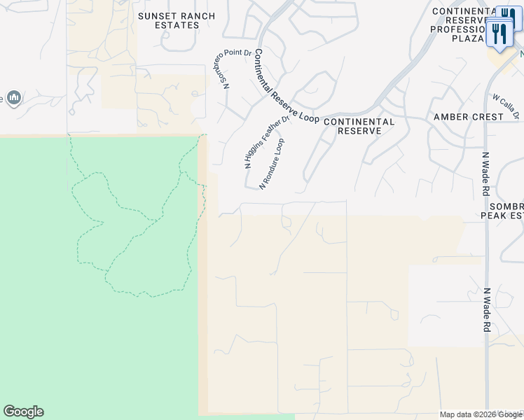 map of restaurants, bars, coffee shops, grocery stores, and more near 7619 North Artesiano Road in Tucson