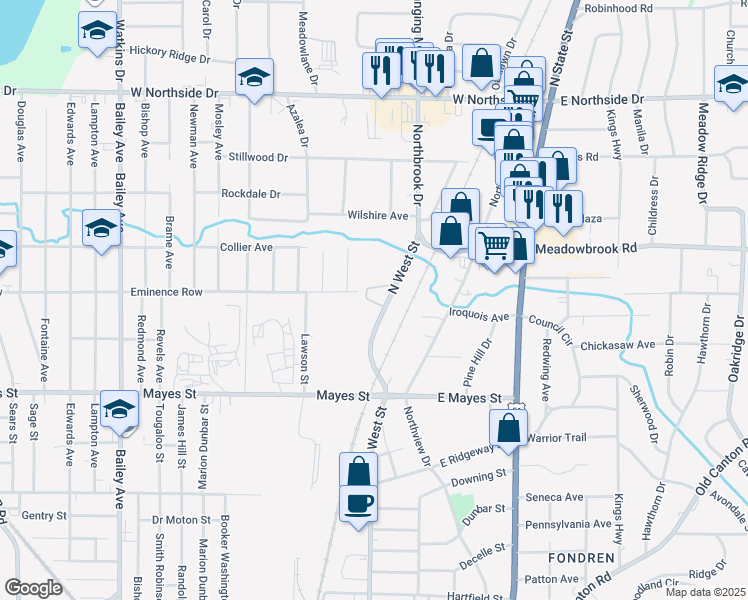 map of restaurants, bars, coffee shops, grocery stores, and more near 4049 North West Street in Jackson