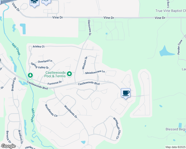 map of restaurants, bars, coffee shops, grocery stores, and more near 109 Meadowview Ridge in Brandon