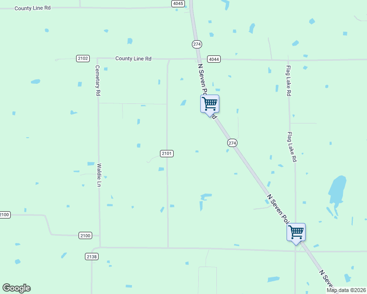 map of restaurants, bars, coffee shops, grocery stores, and more near 1817 County Road 2101 in Kemp