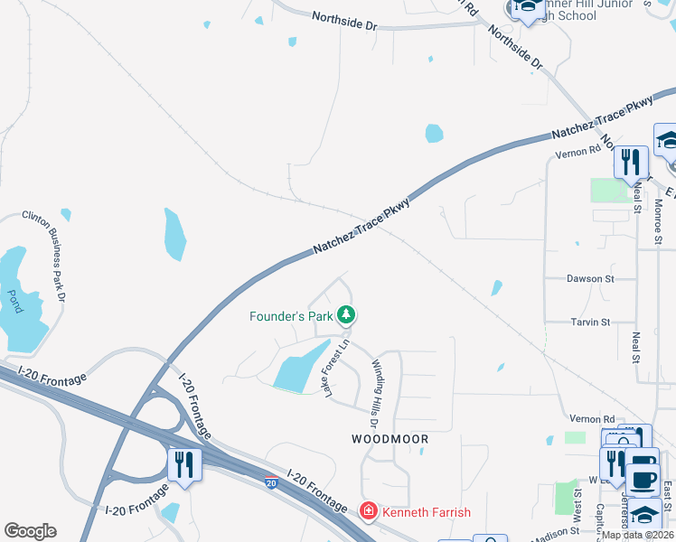 map of restaurants, bars, coffee shops, grocery stores, and more near 301 Huntington Hill Drive in Clinton