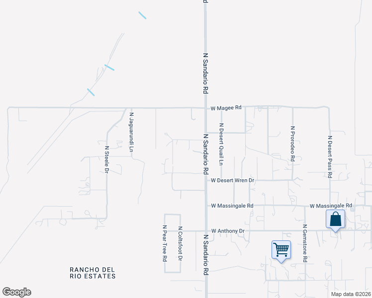 map of restaurants, bars, coffee shops, grocery stores, and more near 7835 North Sandario Road in Tucson