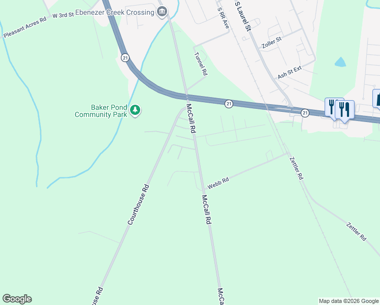 map of restaurants, bars, coffee shops, grocery stores, and more near 798 McCall Road in Springfield