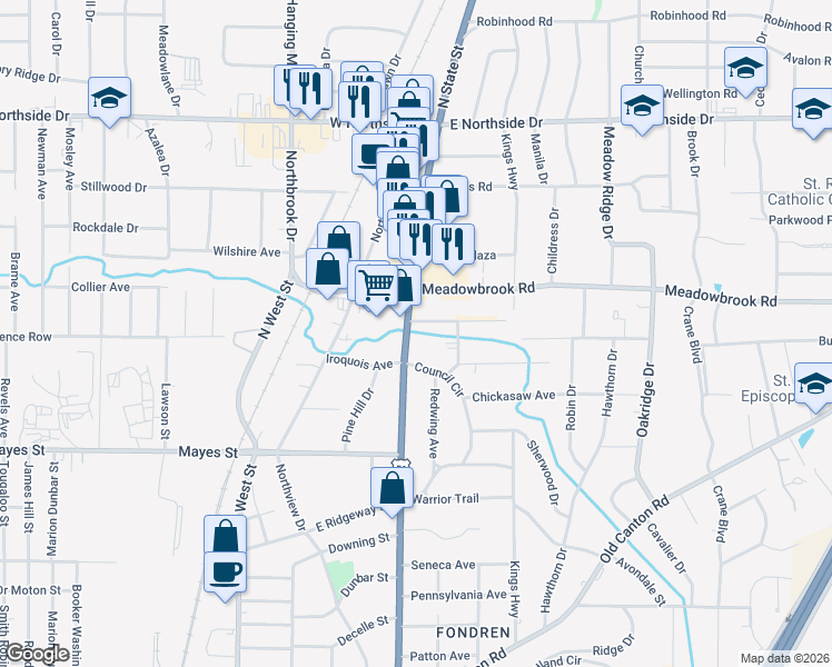 map of restaurants, bars, coffee shops, grocery stores, and more near in Jackson