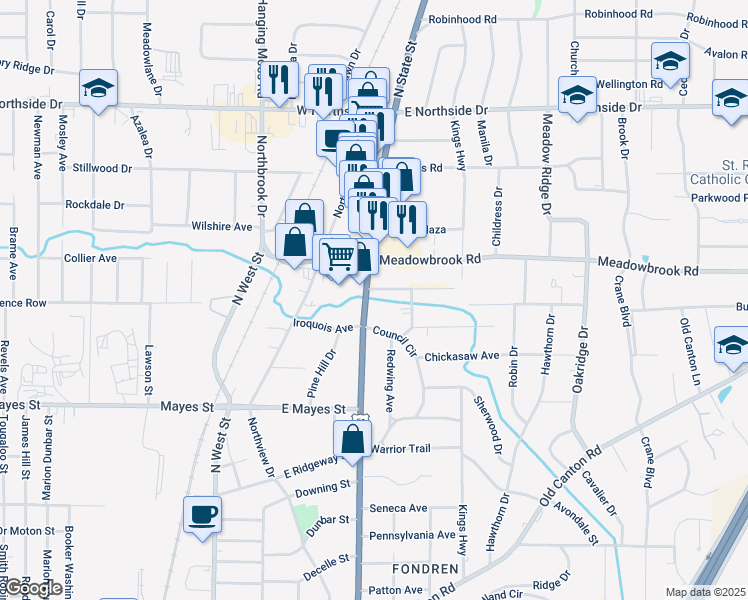 map of restaurants, bars, coffee shops, grocery stores, and more near in Jackson
