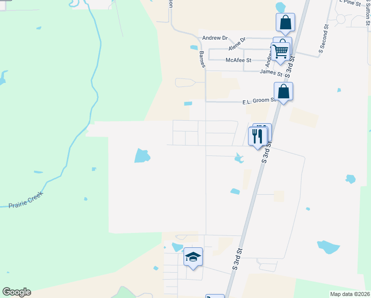 map of restaurants, bars, coffee shops, grocery stores, and more near 501 Cottage Row in Mabank