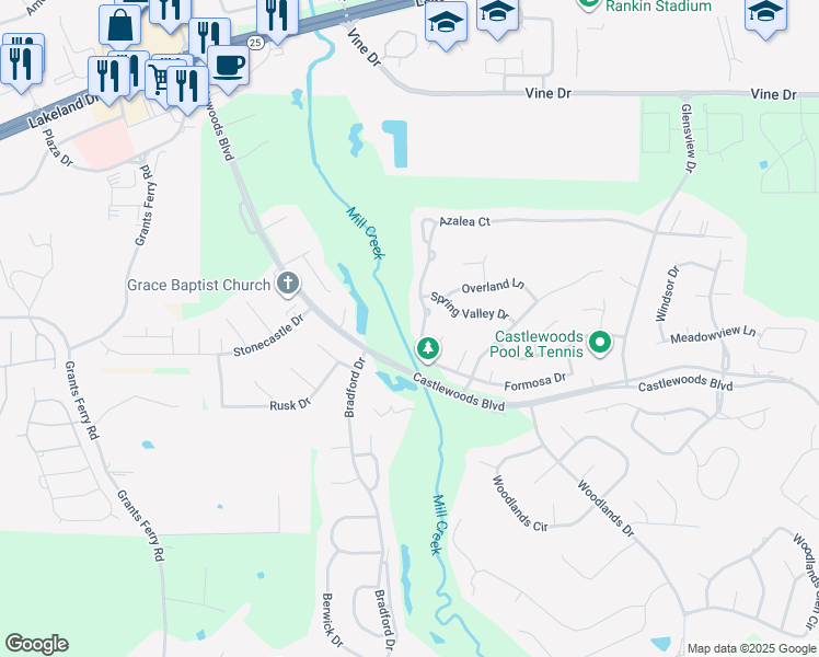 map of restaurants, bars, coffee shops, grocery stores, and more near 213 Azalea Ct in Brandon
