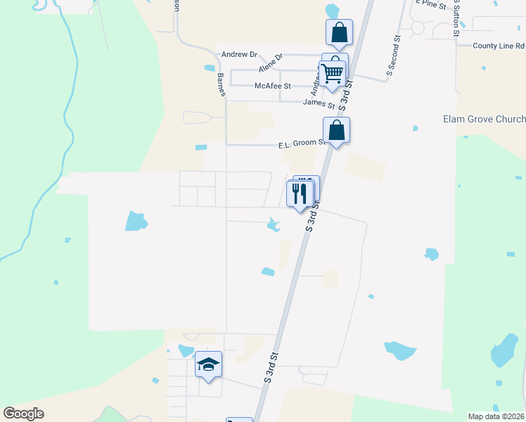 map of restaurants, bars, coffee shops, grocery stores, and more near 118 Springleaf Lane in Mabank