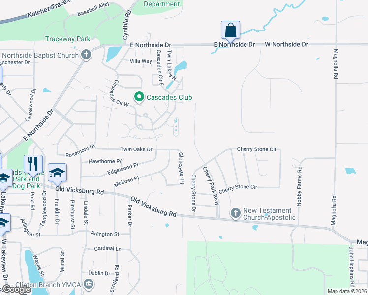 map of restaurants, bars, coffee shops, grocery stores, and more near 1807 Gloucester Place in Clinton