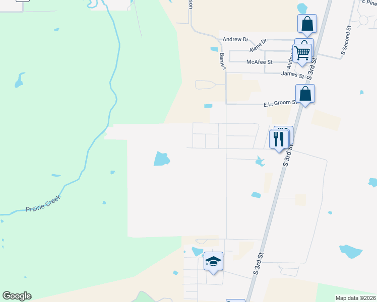 map of restaurants, bars, coffee shops, grocery stores, and more near 501 Cottage Row in Mabank