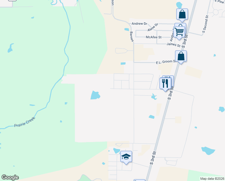 map of restaurants, bars, coffee shops, grocery stores, and more near 501 Cottage Row in Mabank