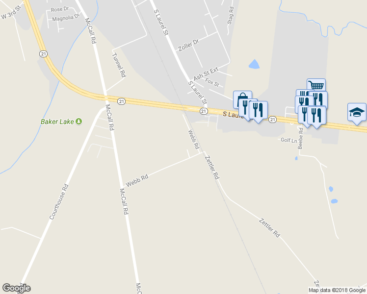 map of restaurants, bars, coffee shops, grocery stores, and more near 351 Webb Road in Springfield