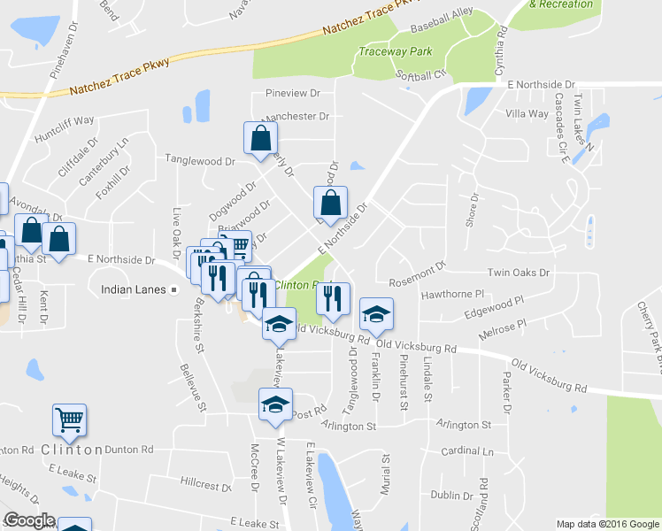 map of restaurants, bars, coffee shops, grocery stores, and more near 1420 Post Road in Clinton