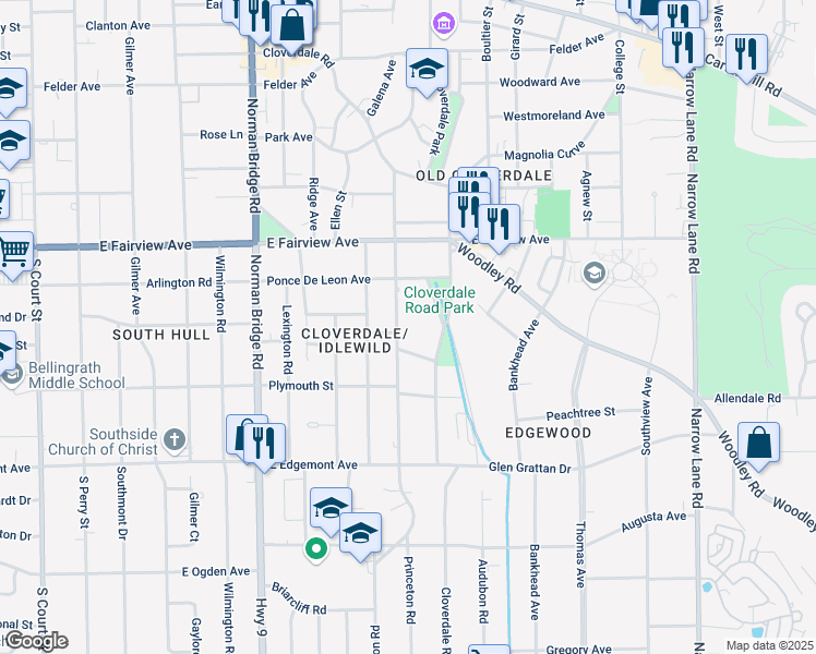 map of restaurants, bars, coffee shops, grocery stores, and more near 3167 Le Bron Road in Montgomery