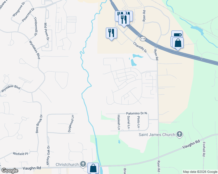 map of restaurants, bars, coffee shops, grocery stores, and more near 8665 Ryan Ridge Loop in Montgomery