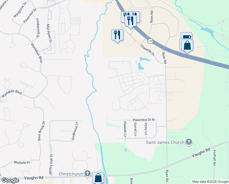 map of restaurants, bars, coffee shops, grocery stores, and more near 8665 Ryan Ridge Loop in Montgomery