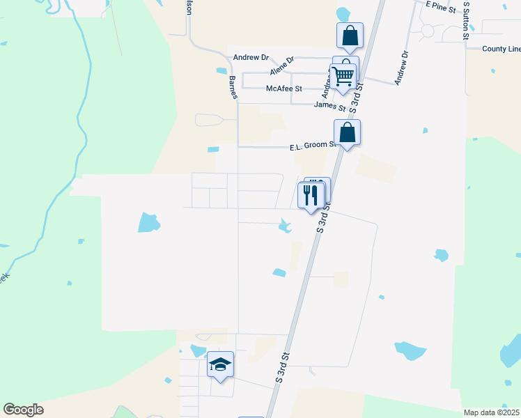 map of restaurants, bars, coffee shops, grocery stores, and more near Cottage Row in Mabank