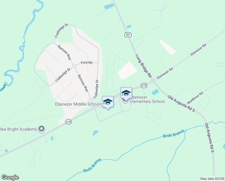 map of restaurants, bars, coffee shops, grocery stores, and more near 976 Ebenezer Road in Rincon