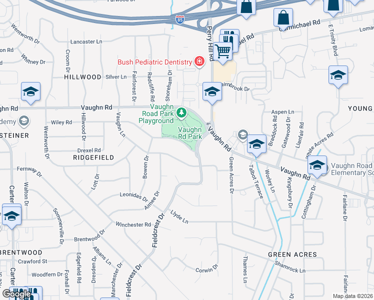 map of restaurants, bars, coffee shops, grocery stores, and more near 3696 Wiley Road in Montgomery