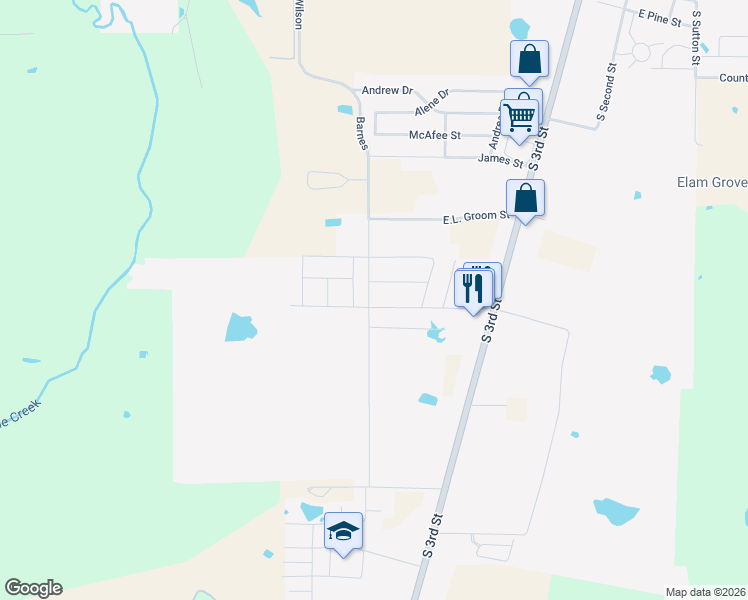 map of restaurants, bars, coffee shops, grocery stores, and more near 120 Springleaf Lane in Mabank
