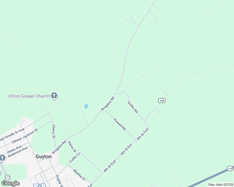 map of restaurants, bars, coffee shops, grocery stores, and more near 444 Brogdon Rd in Guyton