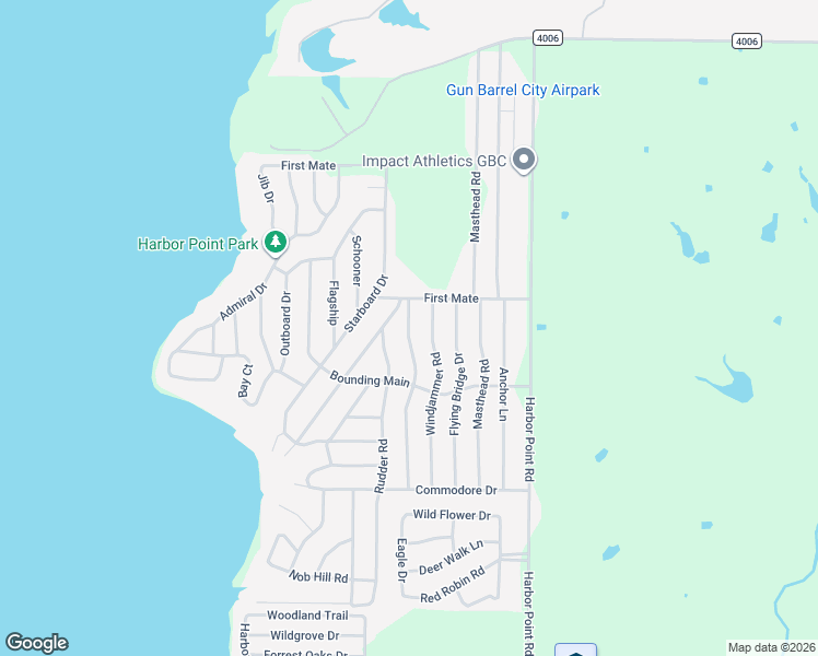 map of restaurants, bars, coffee shops, grocery stores, and more near 322 Backlash Drive in Gun Barrel City