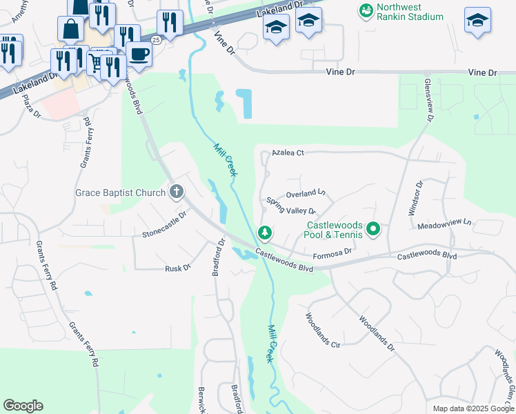 map of restaurants, bars, coffee shops, grocery stores, and more near 213 Azalea Ct in Brandon